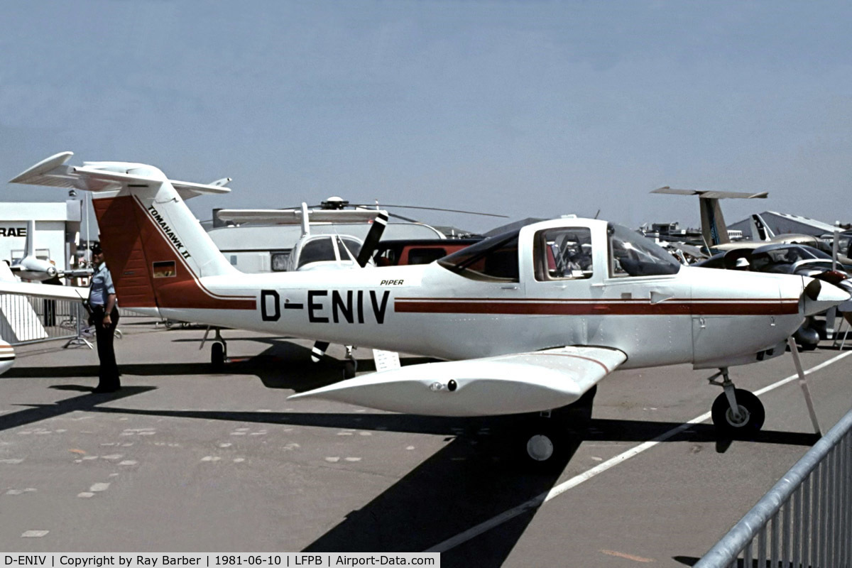 D-ENIV, 1981 Piper PA-38-112 Tomahawk Tomahawk C/N 38-81A0007, Piper PA-38-112 Tomahawk [38-81A0007] Paris Le Bourget~F 10/06/1981. Taken from a slide.
