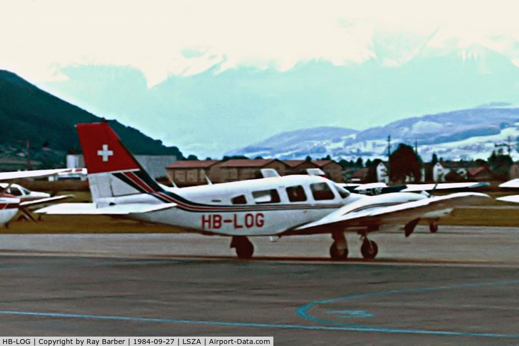 HB-LOG, 1978 Piper PA-34-200T C/N 34-7870415, Piper PA-34-200T Seneca II [34-7870415] Lugano~HB 27/09/1984. From a slide.