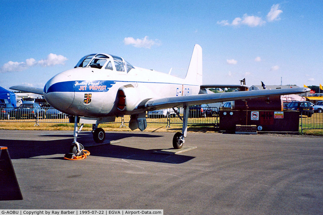 G-AOBU, 1955 Hunting Percival P-84 Jet Provost T.1 C/N PAC/84/006, Hunting Jet Provost T.1 [PAC/84/006] (Kennet Aviation) RAF Fairford~G 22/07/1995