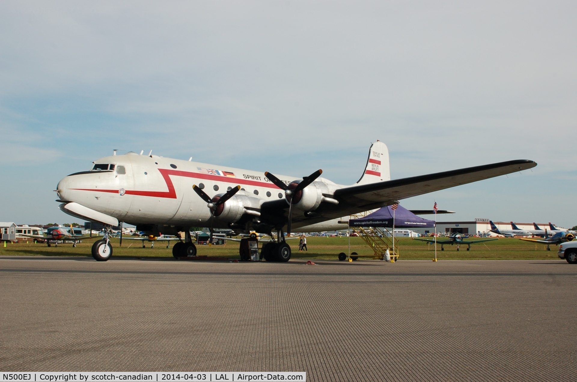 N500EJ, 1945 Douglas C-54E Skymaster (DC-4A) C/N DO316, 1945 Douglas C54E-DC, N500EJ, at 2014 Sun n Fun, Lakeland Linder Regional Airport, Lakeland, FL
