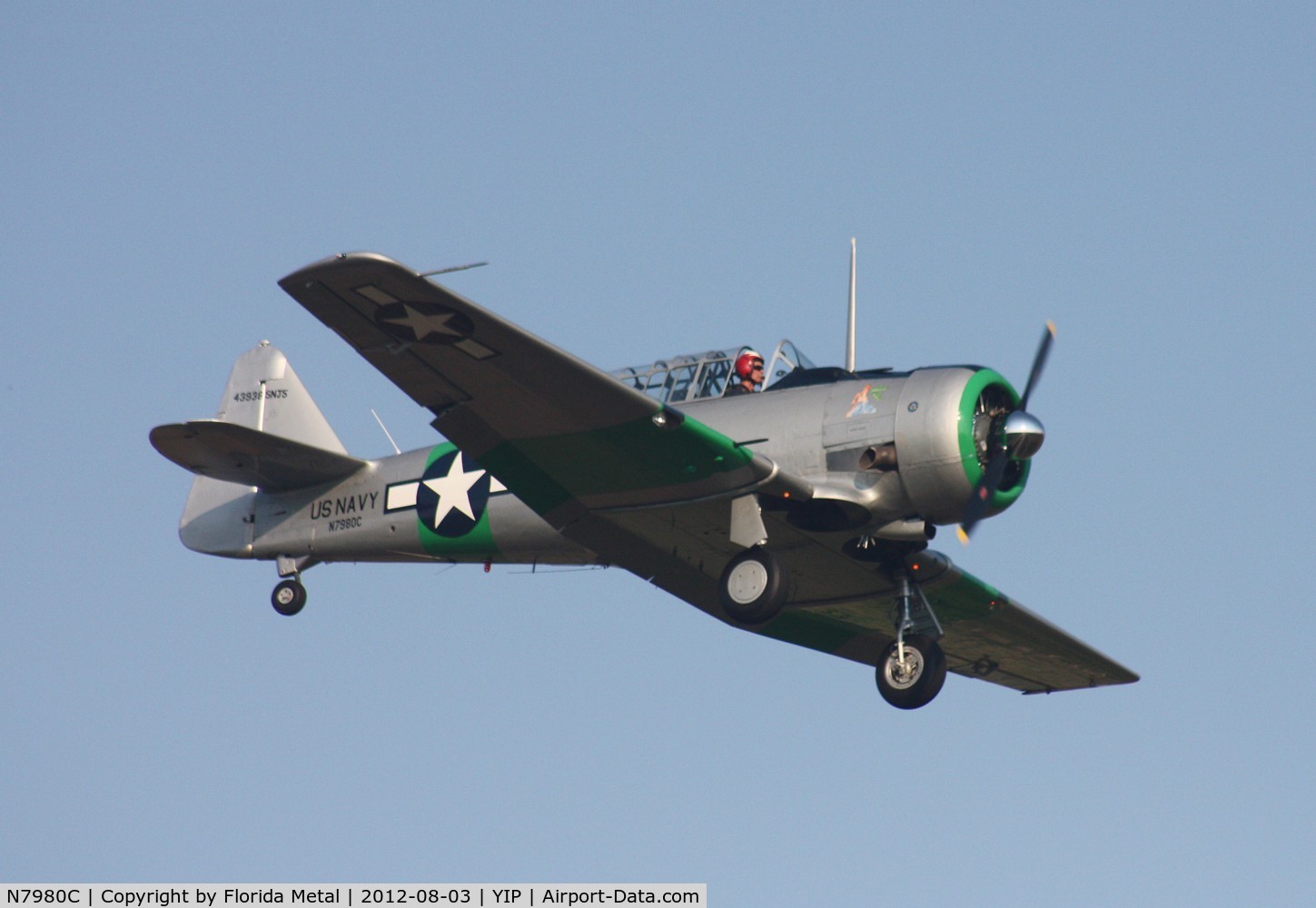 N7980C, 1943 North American SNJ-5 Texan Texan C/N 43938, SNJ-5 landing at Thunder Over Michigan