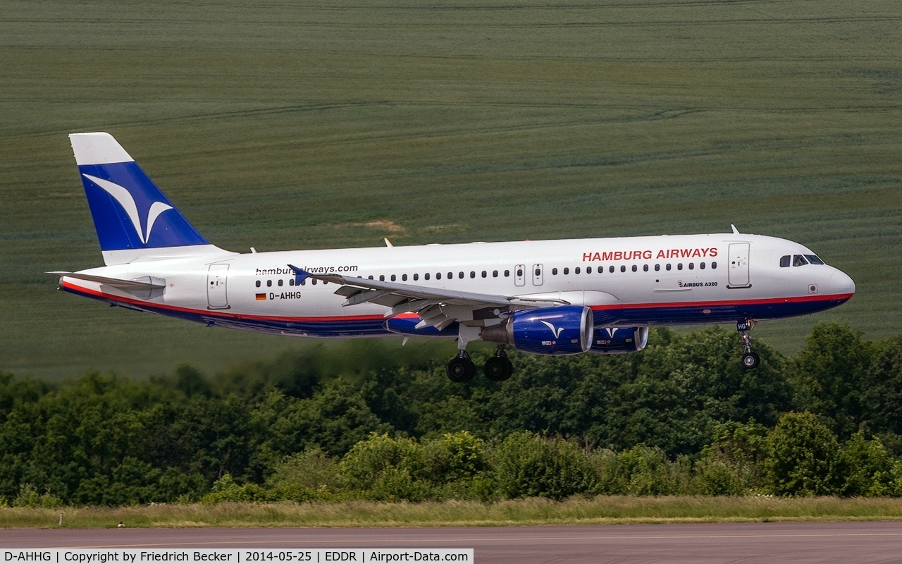 D-AHHG, 1997 Airbus A320-214 C/N 730, on short final after a flight from Antalya