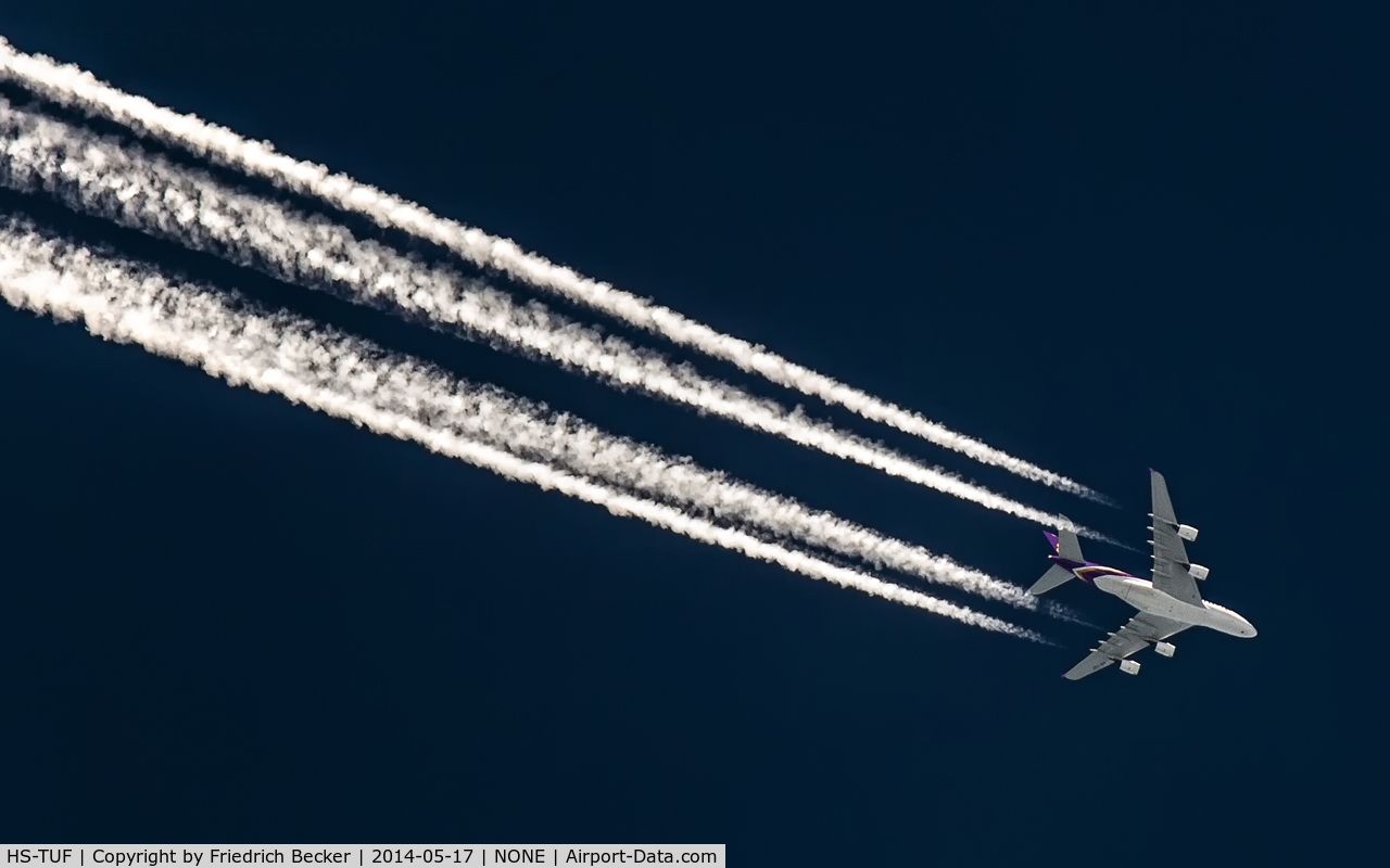 HS-TUF, 2013 Airbus A380-841 C/N 131, cruising at 33.000 ft. from CDG - BKK as THA931