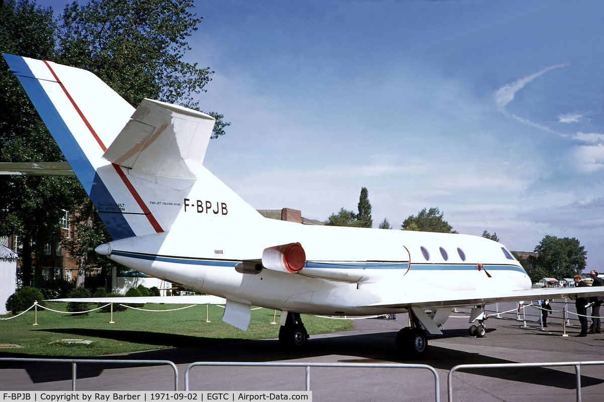 F-BPJB, Dassault Falcon (Mystere) 20GF C/N 145, Dassault Falcon 20C [145] Cranfield~G 02/09/1971. From a slide.