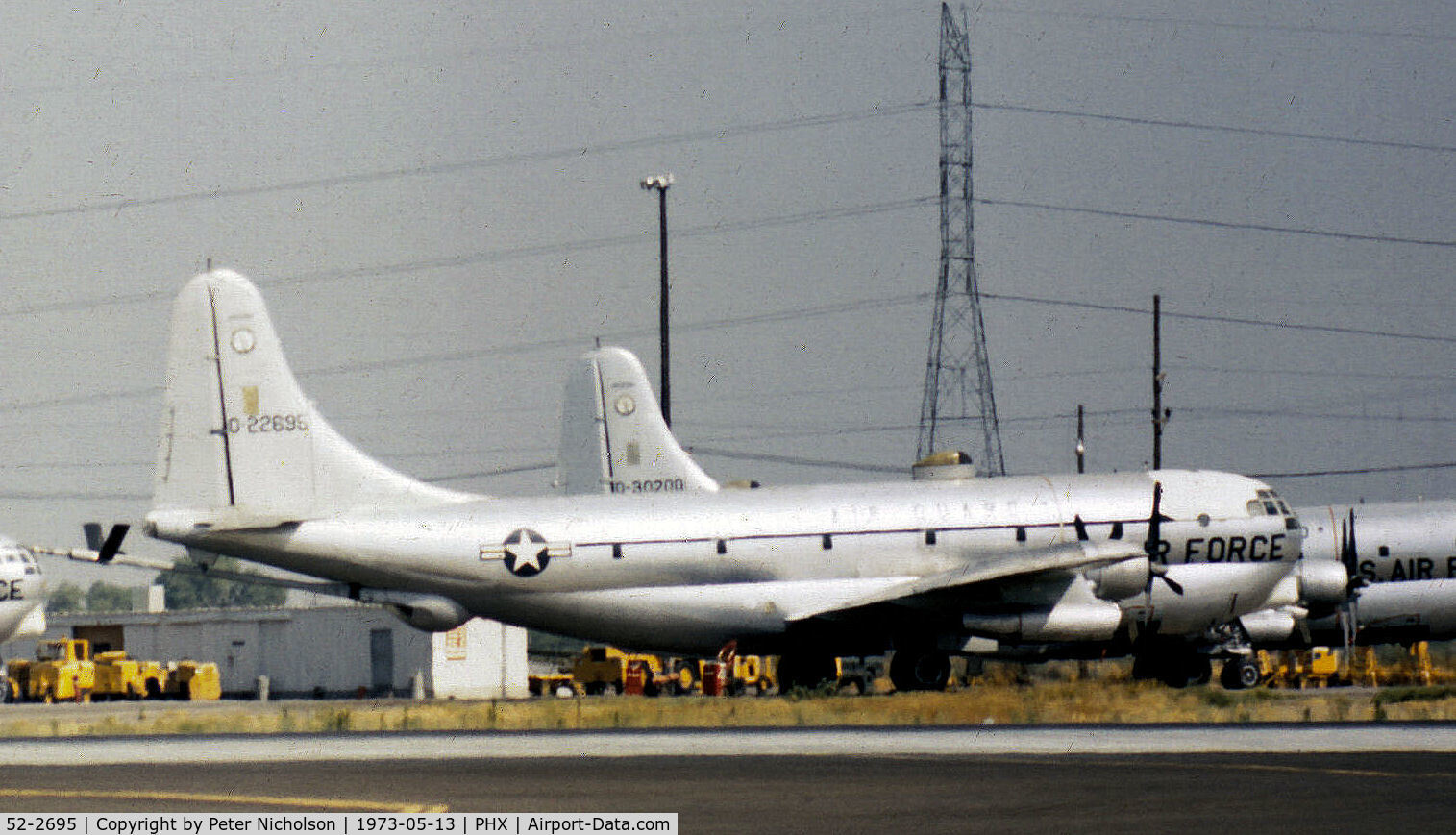 52-2695, 1952 Boeing KC-97L Stratofreighter C/N 16726, This KC-97L Stratofreighter of the 197th Air Refuelling Squadron/161st Air Refuelling Group was seen at Sky Harbor in the Summer of 1973.