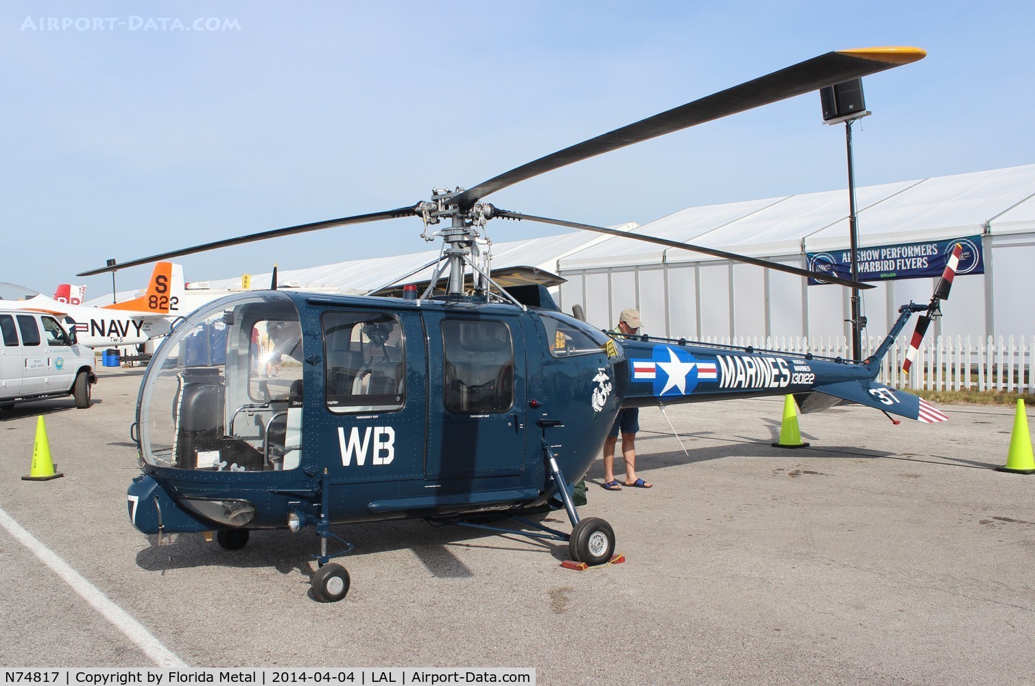 N74817, 1953 Sikorsky HO5-S1 C/N 130122, Surprise flying visitor at Sun N Fun 2014 - HO5-S1