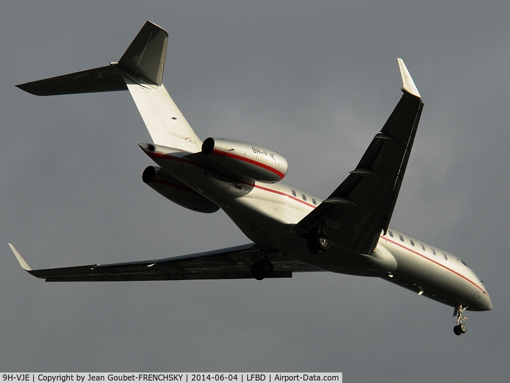 9H-VJE, 2012 Bombardier BD-700-1A10 Global 6000 C/N 9502, VistaJet 665 landing 23