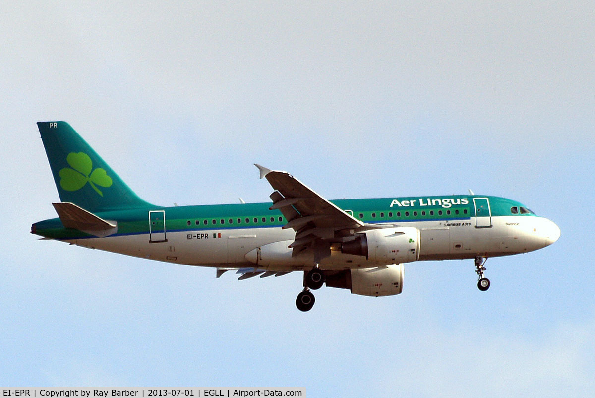 EI-EPR, 2007 Airbus A319-111 C/N 3169, Airbus A319-111 [3169] (Aer Lingus) Home~G 01/07/2013. On approach 27L.