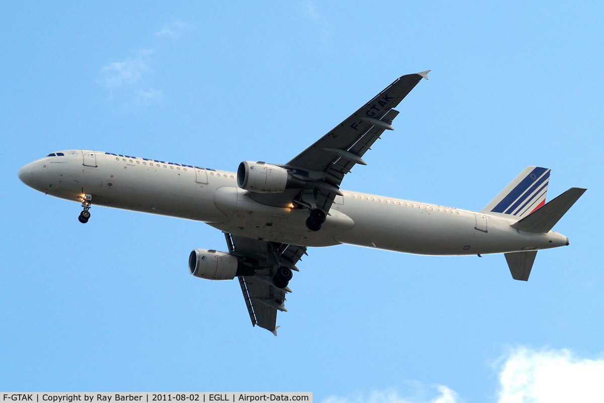 F-GTAK, 2001 Airbus A321-211 C/N 1658, Airbus A321-211 [1658] (Air France) Home~G 02/08/2011. On approach 27R.