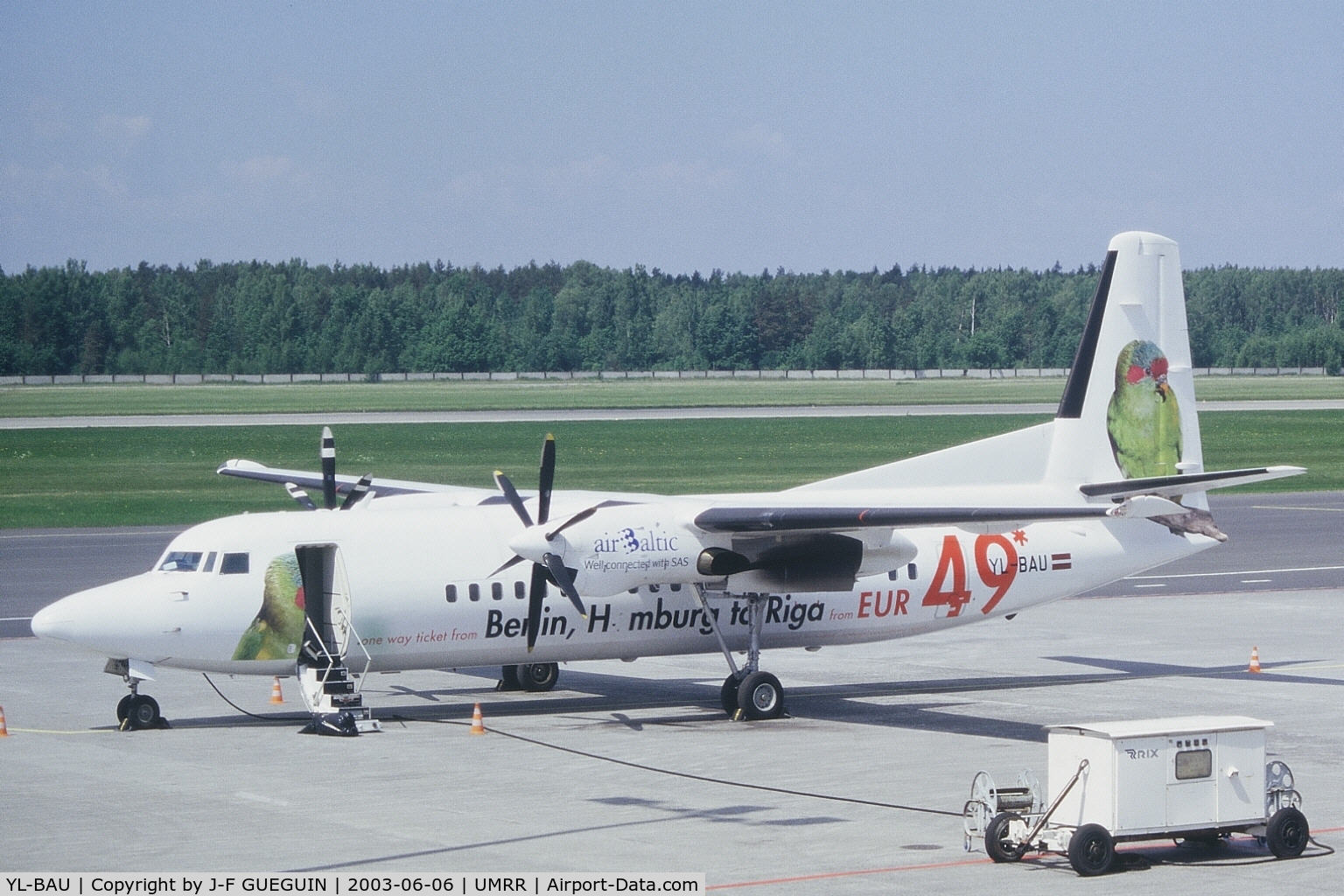 YL-BAU, 1988 Fokker 50 C/N 20126, Fokker 50 YL-BAU parked at Riga airport (Latvia).