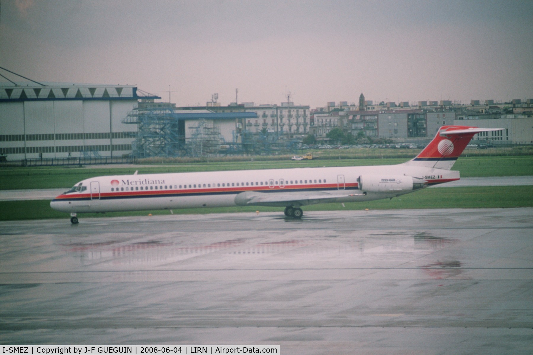 I-SMEZ, 1991 McDonnell Douglas MD-82 (DC-9-82) C/N 49903, I-SMEZ at Naples-Capodichino airport, on a rainy day.