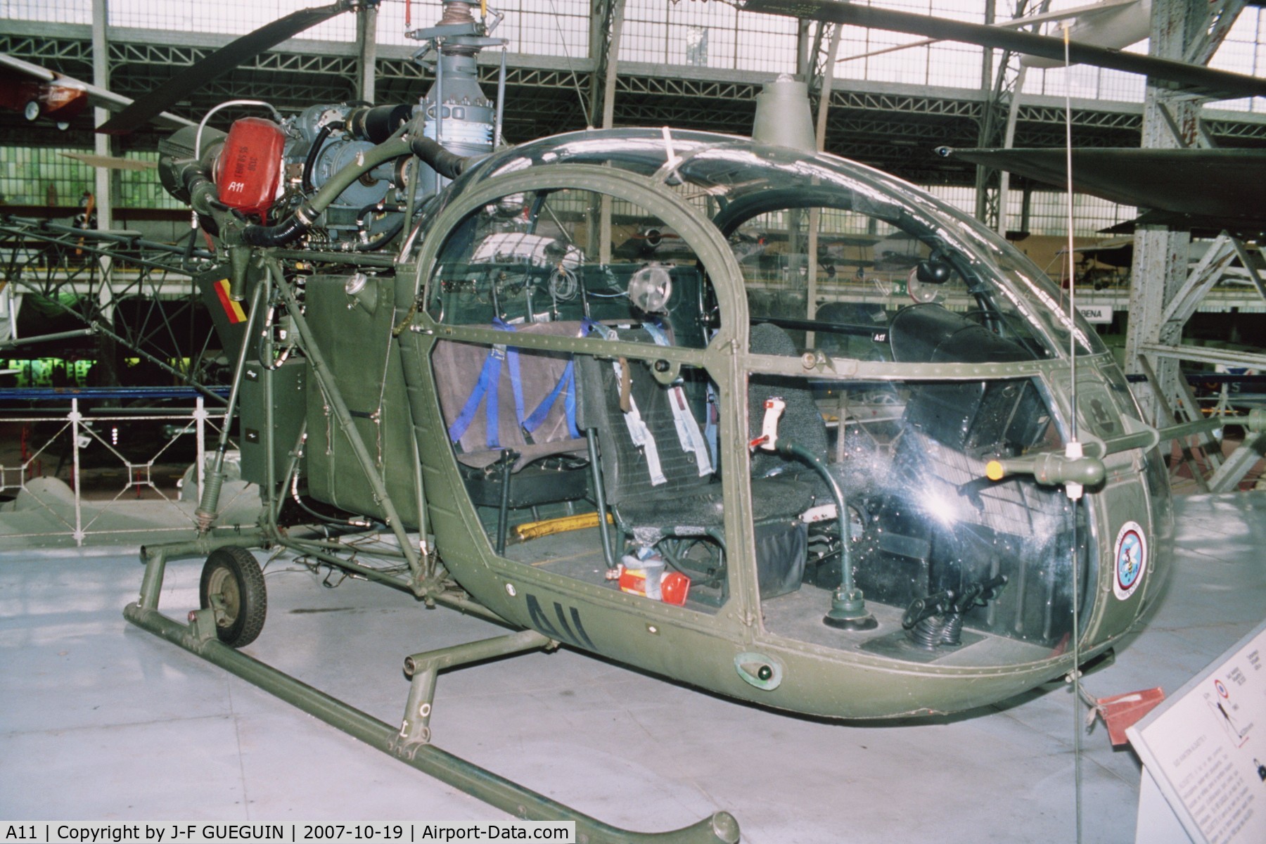 A11, Sud SE-3130 Alouette II C/N 1535, Alouette II (OT-AAG) preserved in belgian Musée Royal de l'Armée.