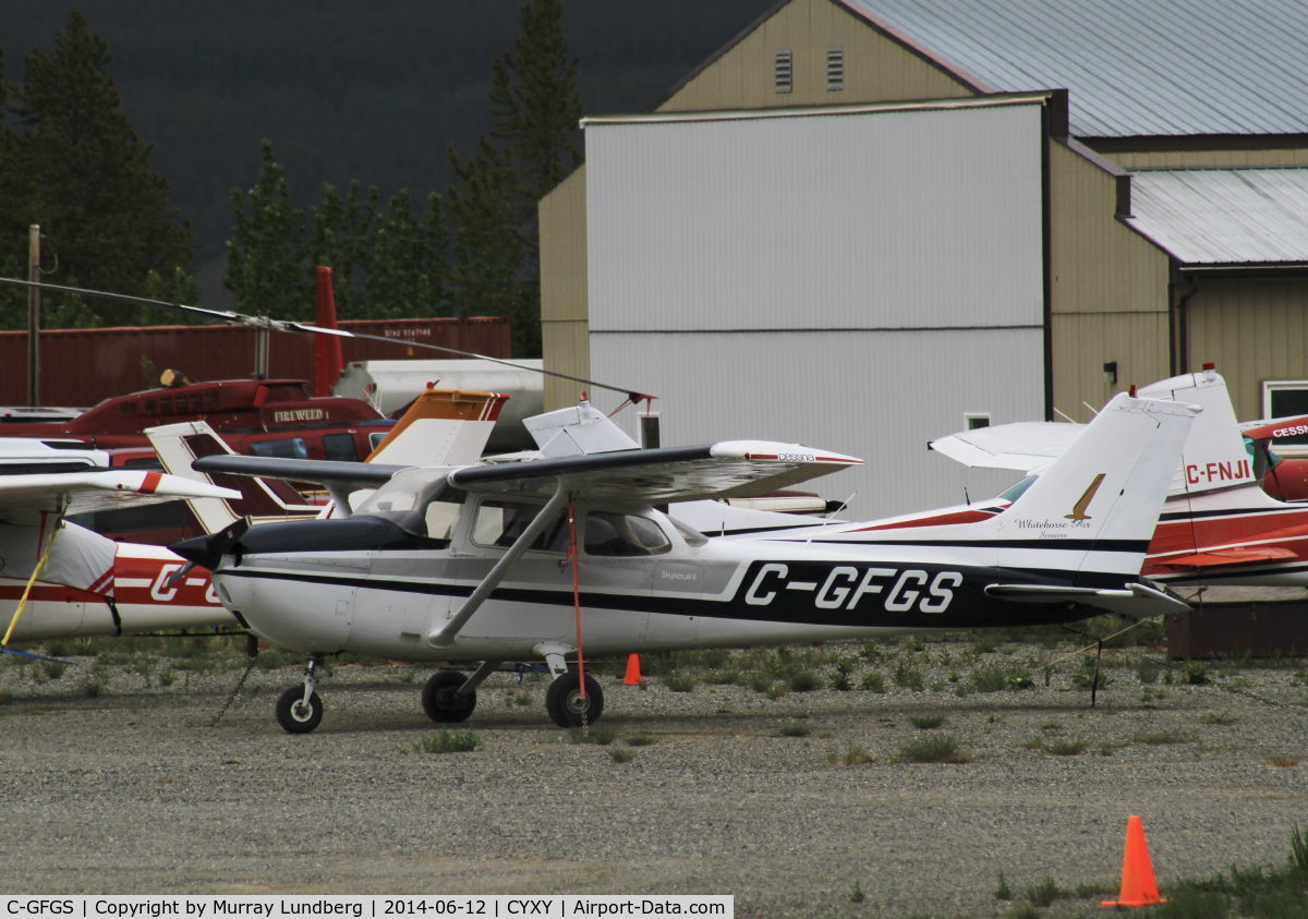 C-GFGS, 1976 Cessna 172M Skyhawk II C/N 17267296, Tied down at Whitehorse, Yukon.