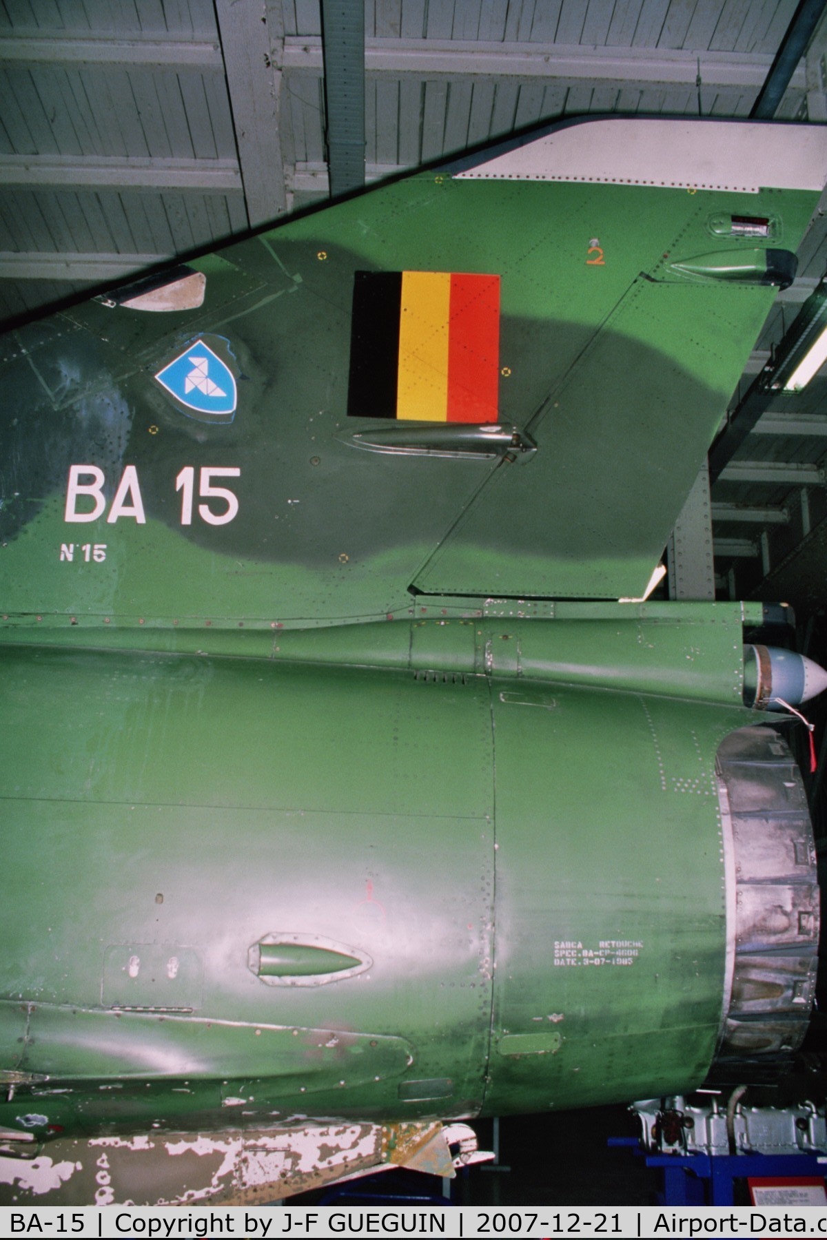 BA-15, Dassault Mirage 5BA C/N 15, Rear part of Mirage 5BA c/n 15 in Belgian Musée Royal de l'Armée.