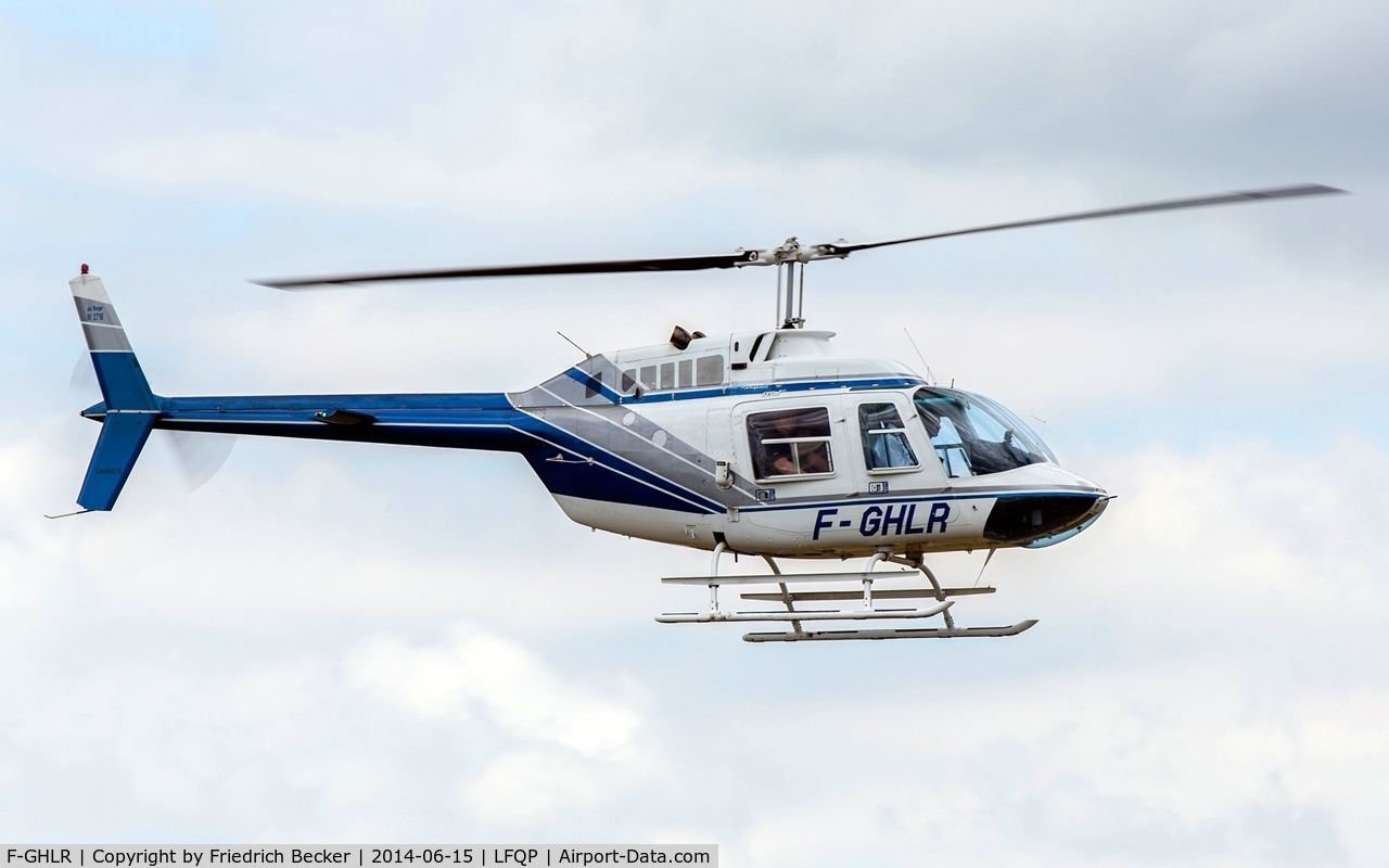 F-GHLR, Bell 206B JetRanger III C/N 2718, hovering prior landing after an sightseeing flight out of Phalsbourg Air Base