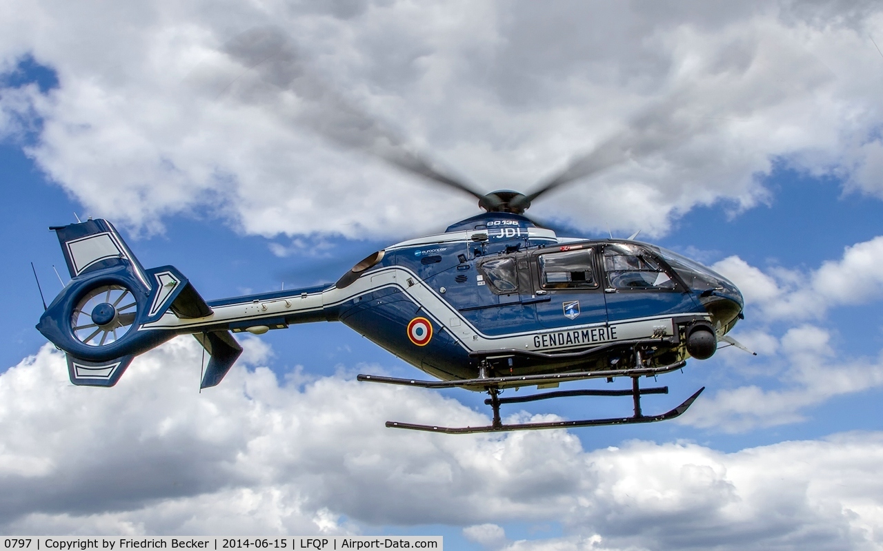 0797, 2009 Eurocopter EC-135T-2 C/N 0797, hovering during a display flight out of Phalsbourg Air Base