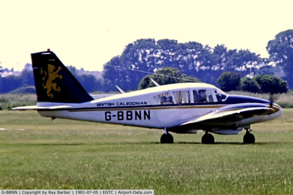 G-BBNN, 1971 Piper PA-23-250 Aztec C/N 27-4172, Piper PA-23-250 Aztec D [27-4172] (British Caledonian) Cranfield~G 05/07/1981. From a slide.