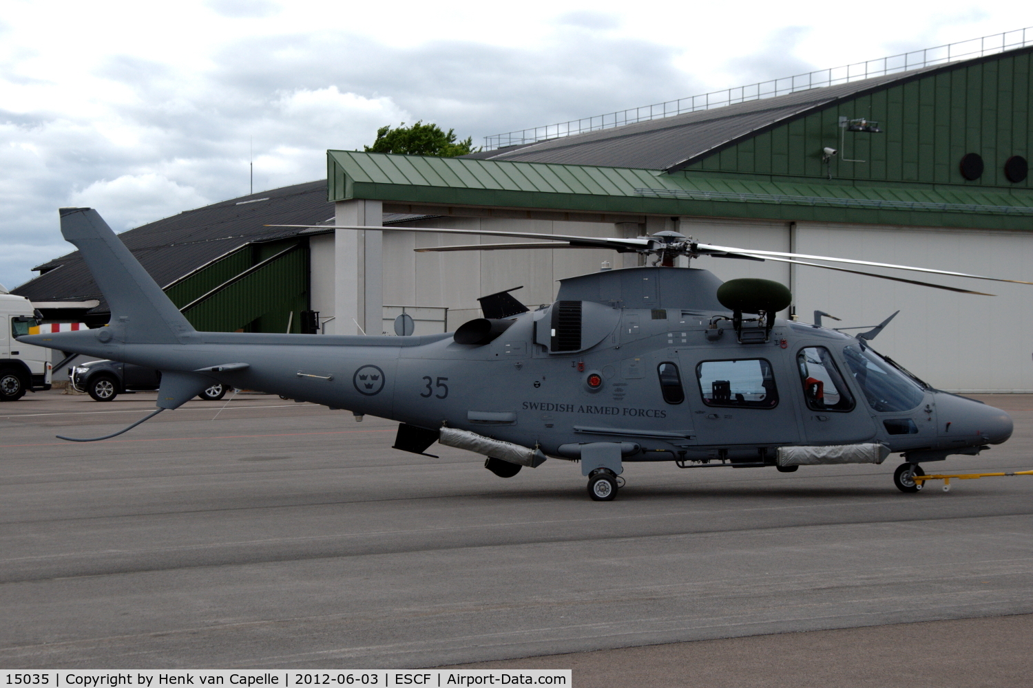 15035, Agusta Hkp15B (A-109E LUH) C/N 13765, Hkp15B helicopter of the Swedish Defense Helicopter Wing at Malmen Air Base, Sweden.