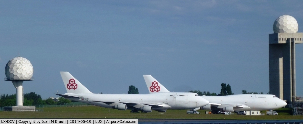 LX-DCV, 1990 Boeing 747-4B5F/SCD C/N 24619, LX-DCV alongside LX-ACV at ELLX, Cargolux main hub.