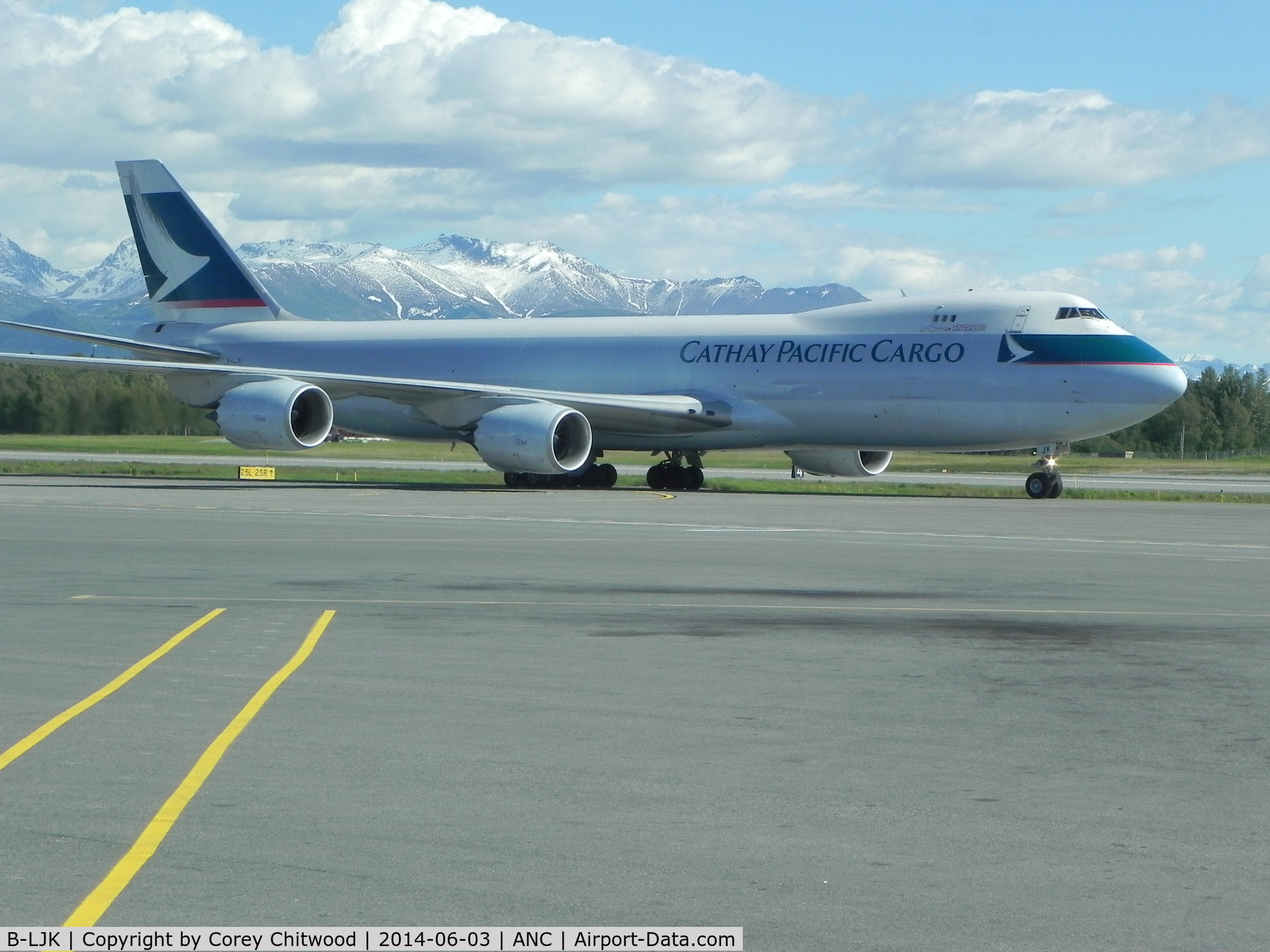 B-LJK, 2013 Boeing 747-867F/SCD C/N 43394, Mid-afternoon in Anchorage