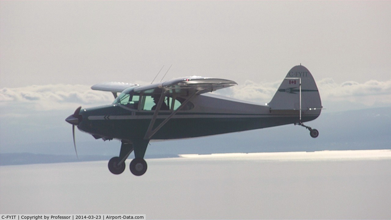 C-FYIT, 1950 Piper PA-20 Pacer C/N 20-356, Sunset flight over the Straits of Georgia near Sechelt B.C.