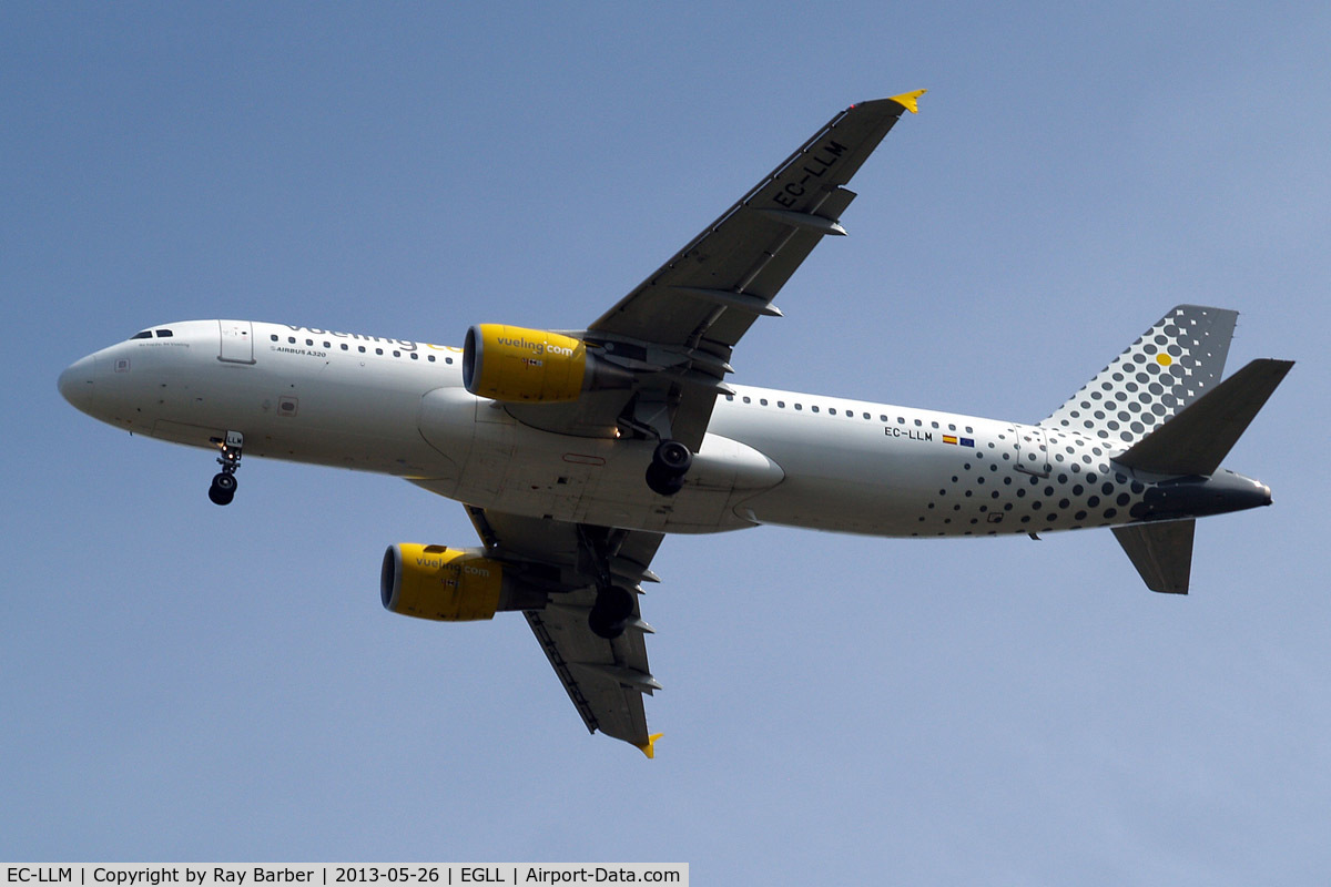EC-LLM, 2011 Airbus A320-214 C/N 4681, Airbus A320-216 [4681] (Vueling Airlines) Home~G 26/05/2013. On approach 27R.