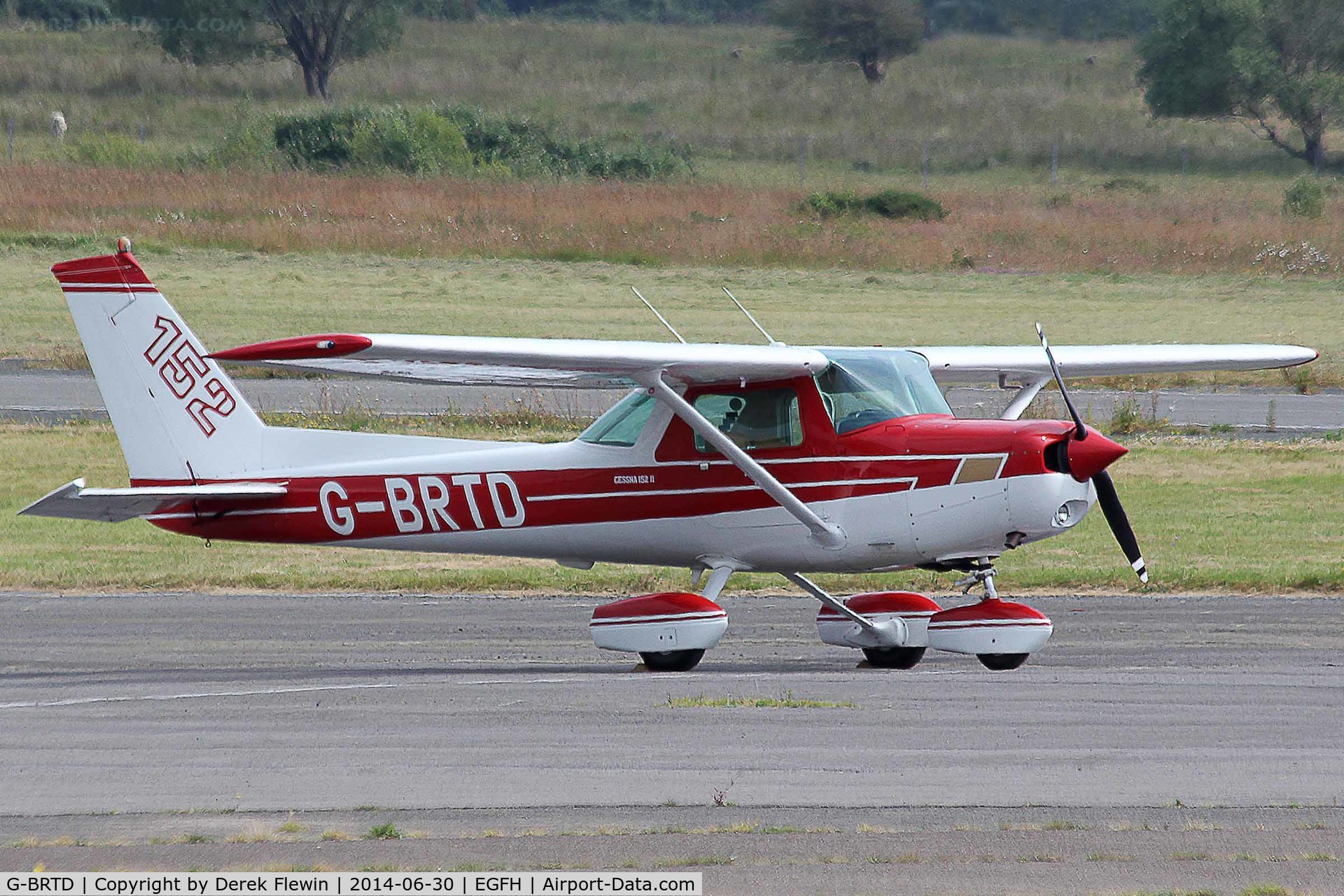 G-BRTD, 1977 Cessna 152 C/N 152-80023, visiting Cessna 152, seen at EGFH.
