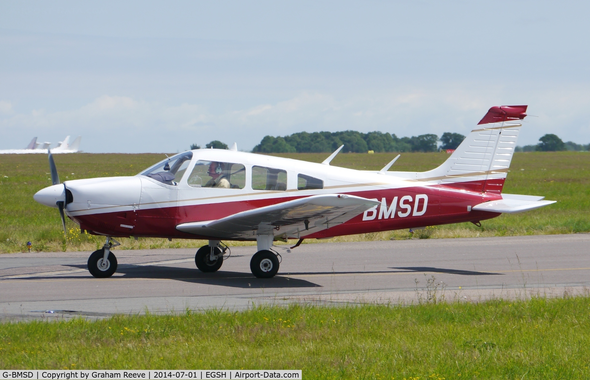 G-BMSD, 1976 Piper PA-28-181 Cherokee Archer II C/N 28-7690070, Just landed.