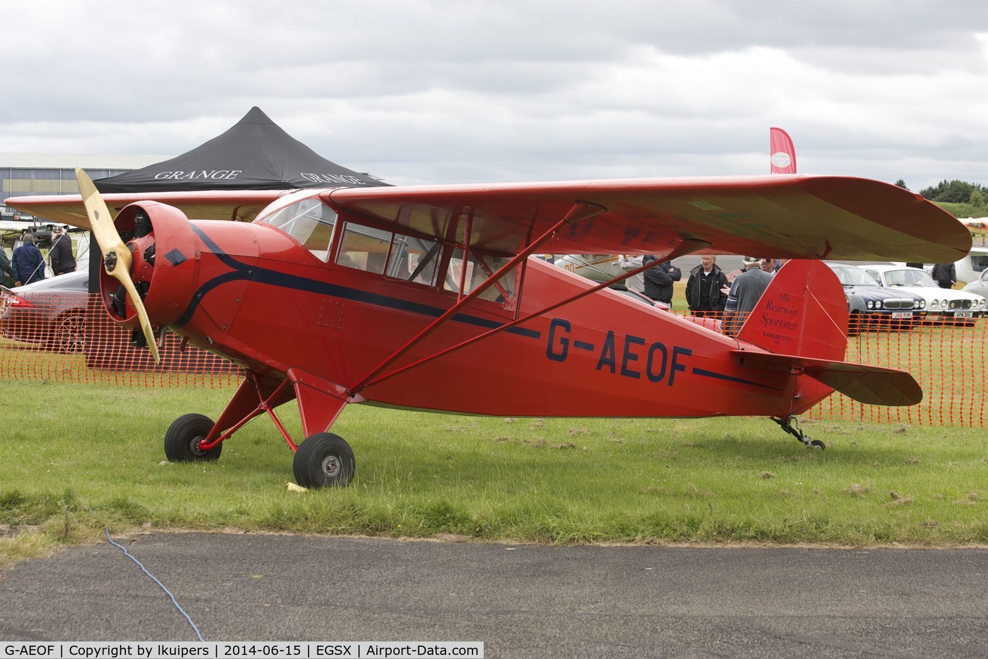 G-AEOF, 1936 Rearwin 8500 Sportster C/N 462, This Rearwin Sportster visited the 2014 Classic aircraft Fly-in at North Weald on 15 June 2014