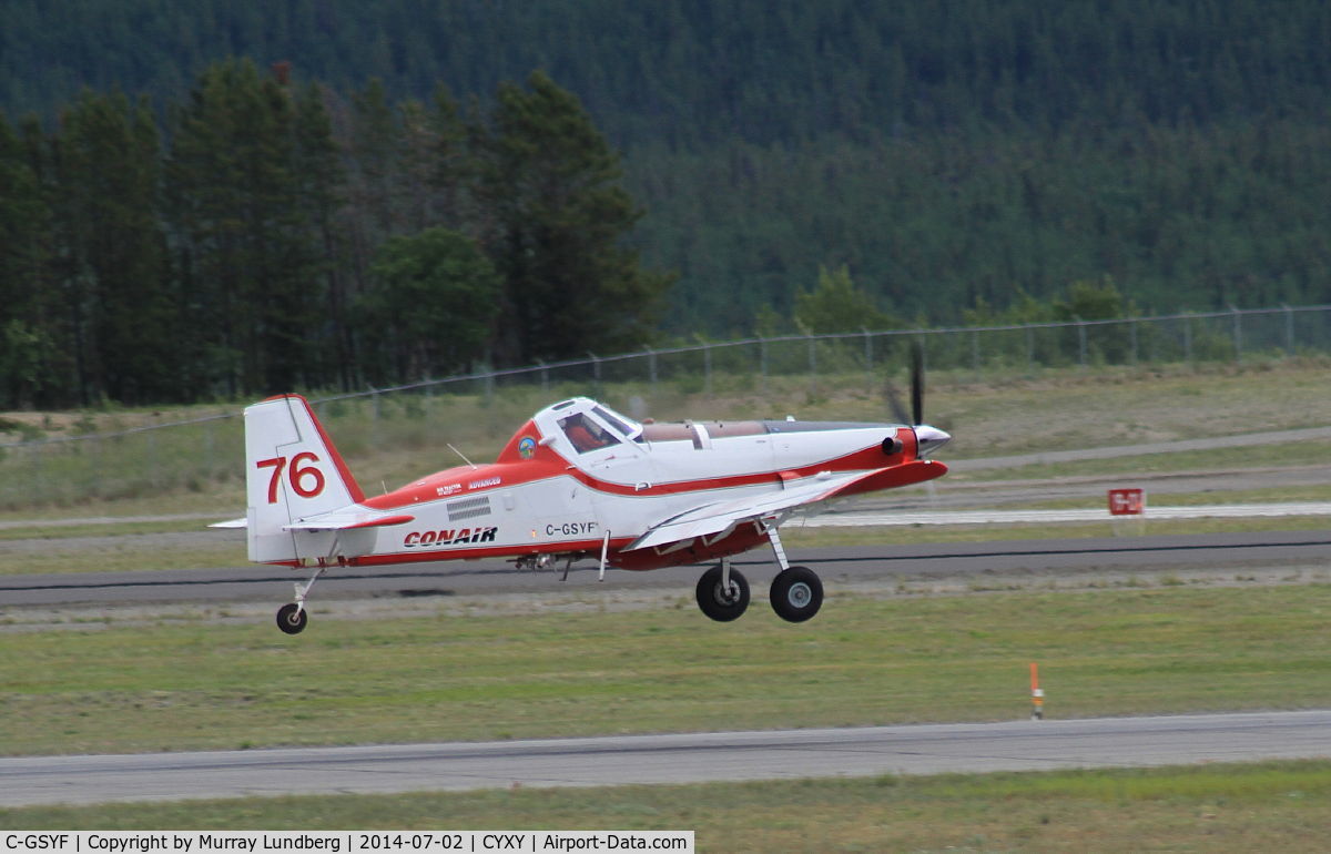 C-GSYF, 2013 Air Tractor AT-802F FireBoss C/N 802-0488, Taking off at Whitehorse, Yukon.