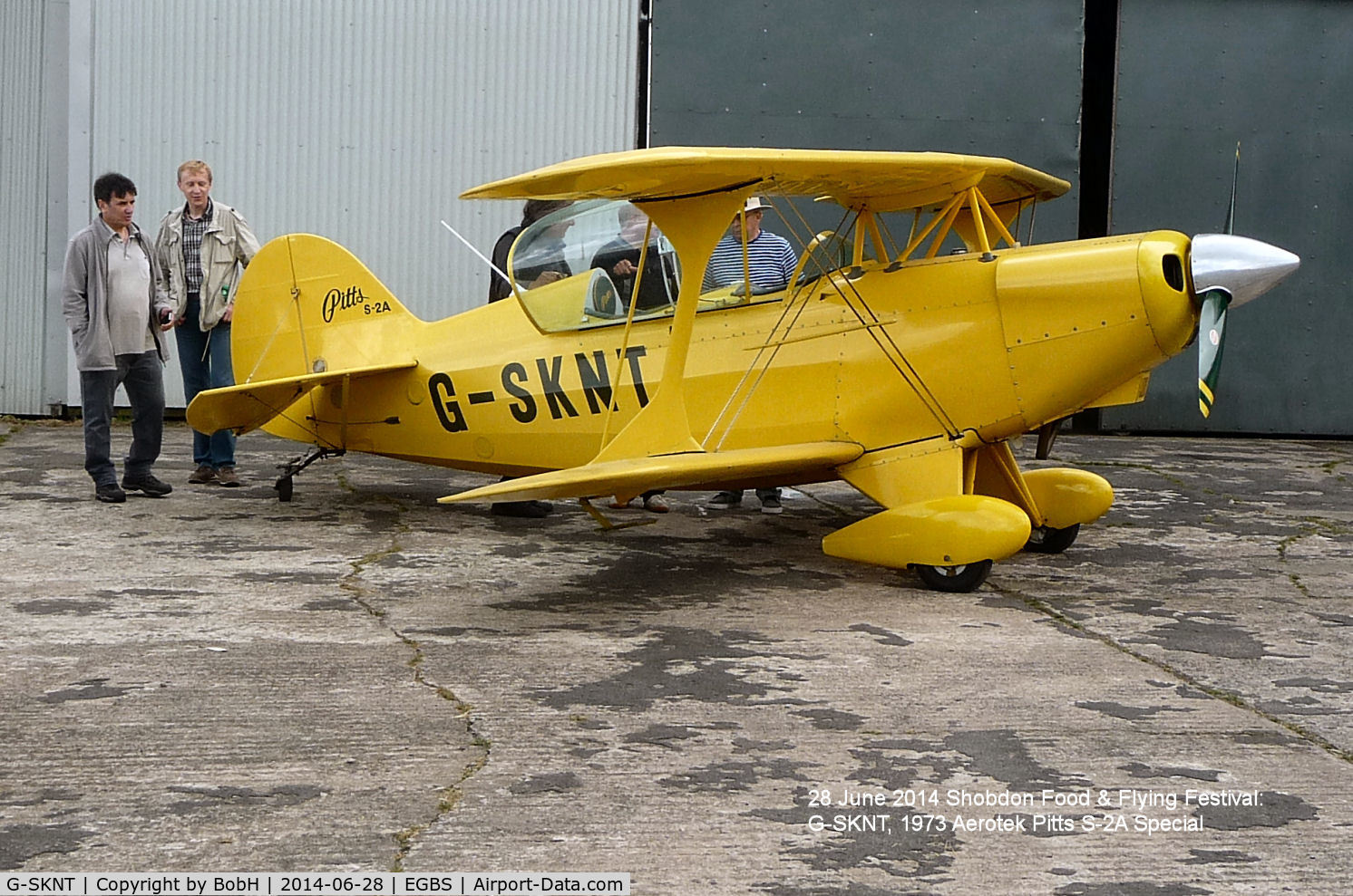 G-SKNT, 1973 Aerotek Pitts S-2A Special C/N 2048, Taken at the Shobdon Food & Flying Festival on 28th June 2014.