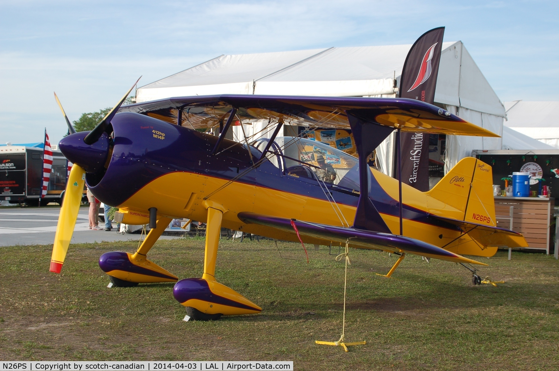 N26PS, Pitts Model 12 C/N 298, Lowrance Darrell 12, N26PS, at 2014 Sun n Fun, Lakeland Linder Regional Airport, Lakeland, FL