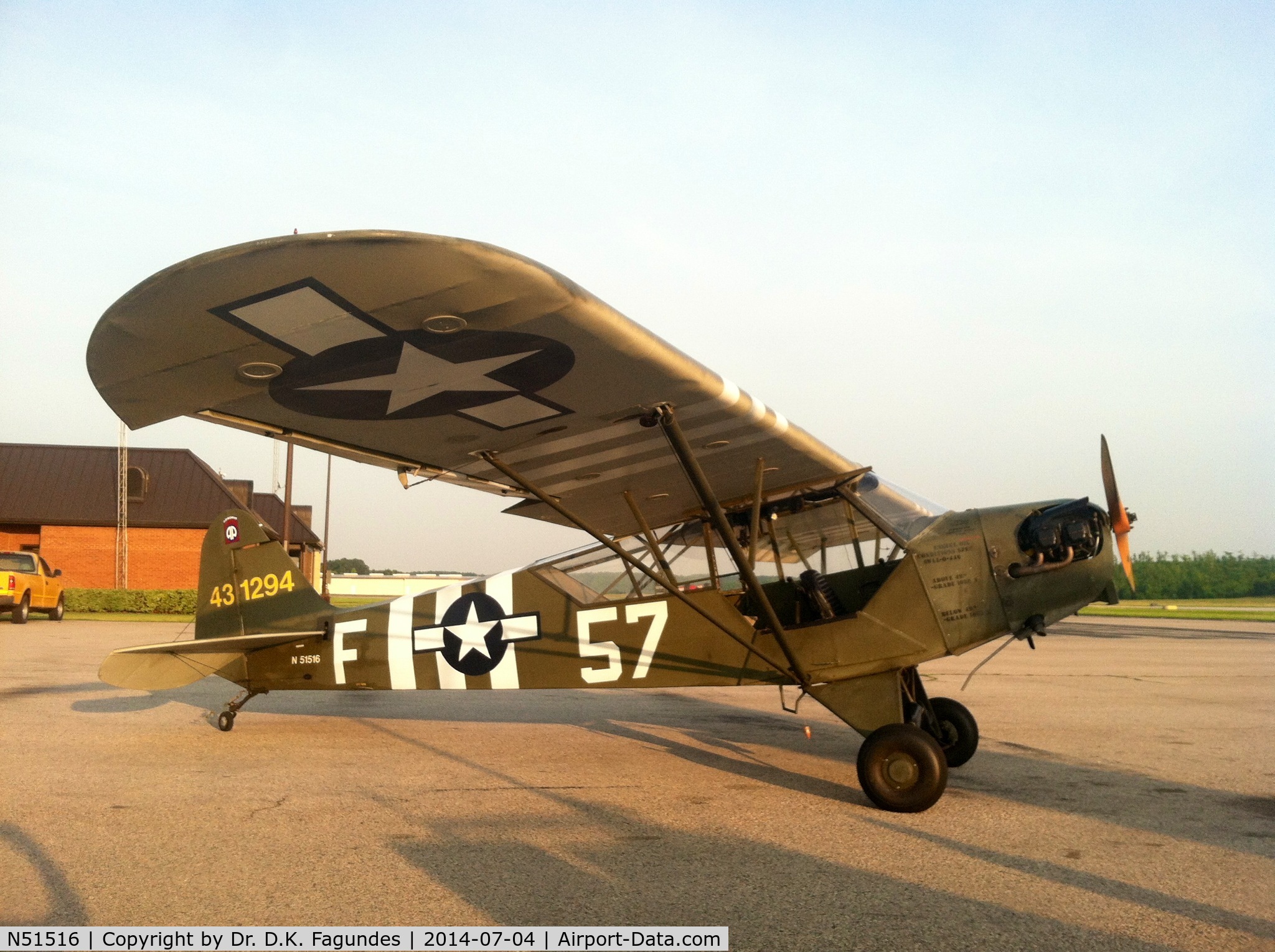N51516, Piper J3C-65 Cub C/N 10155, Fully restored L-4 Grasshopper.  FBO KLGC