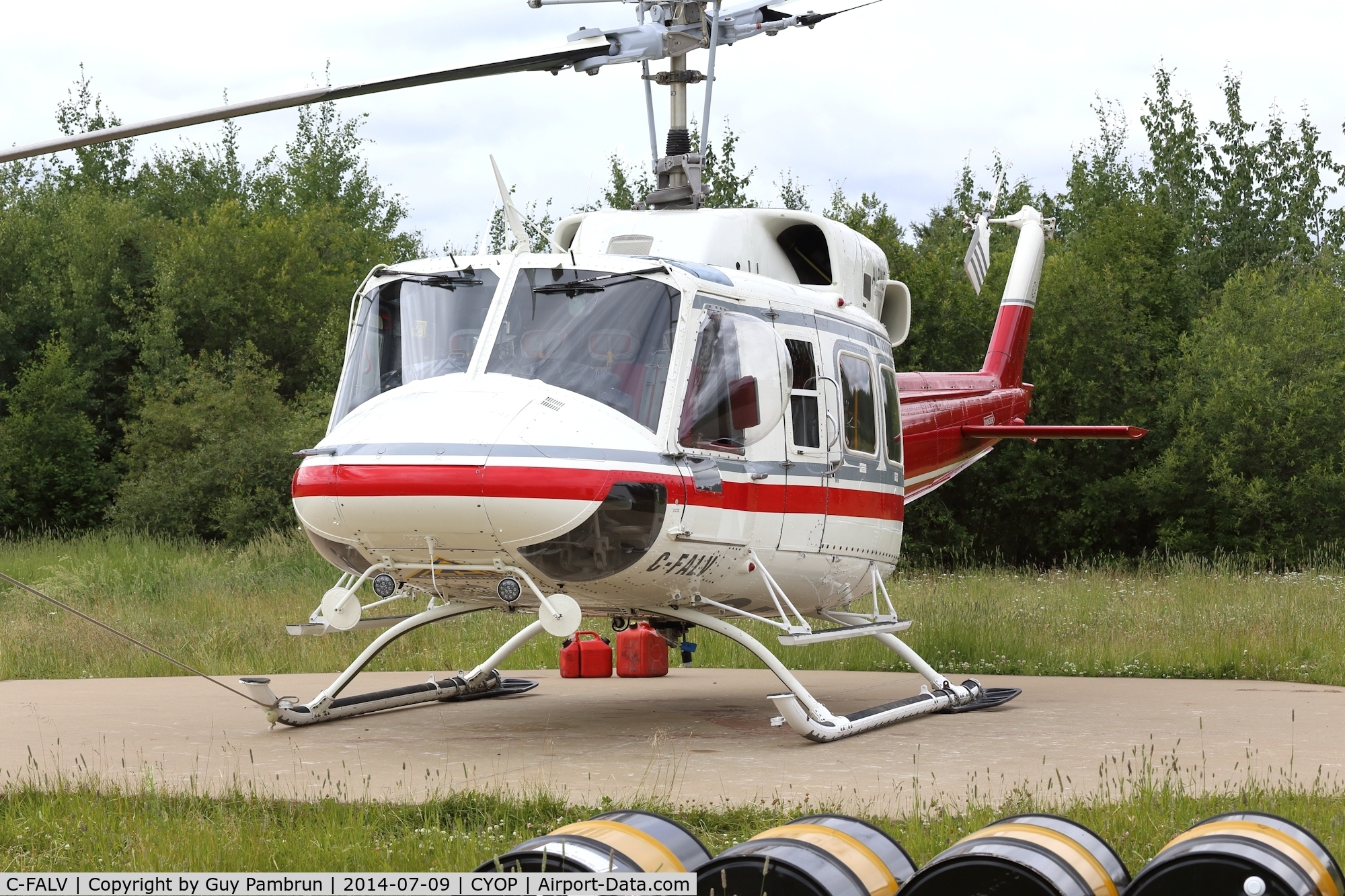 C-FALV, 1976 Bell 212 C/N 30816, On standby for forest fire detail in Rainbow Lake, Alberta