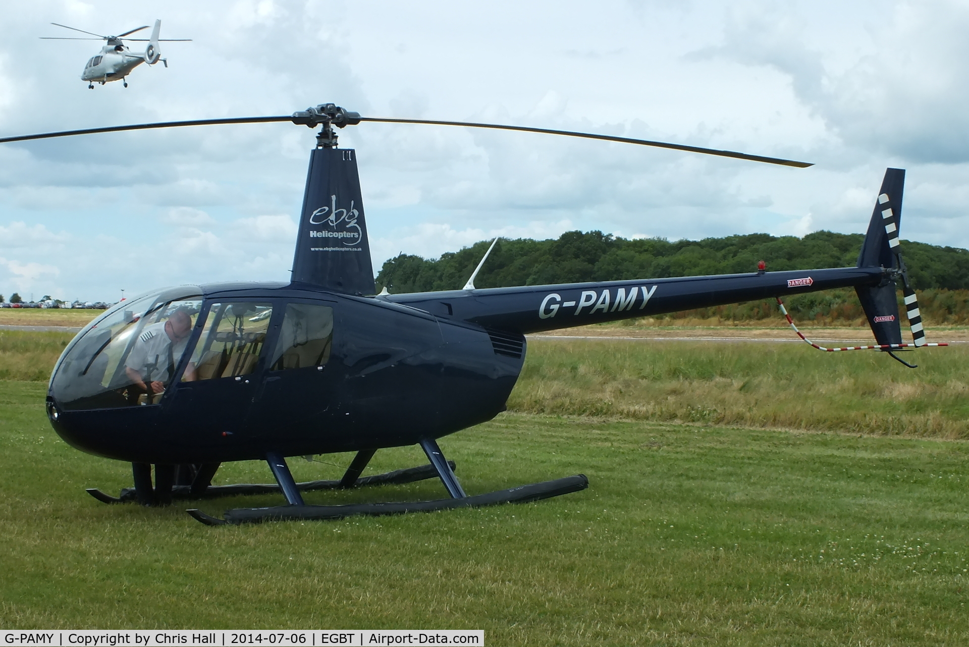 G-PAMY, 2007 Robinson R44 Clipper II C/N 11641, ferrying race fans to the British F1 Grand Prix at Silverstone