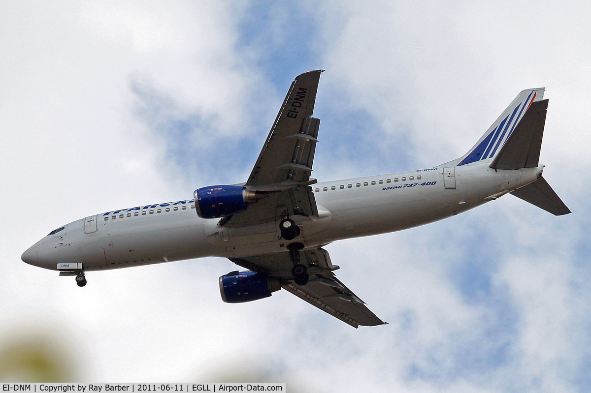 EI-DNM, 1989 Boeing 737-4S3 C/N 24166, Boeing 737-4S3 [24166] (Transaero Airlines) Home~G 11/06/2011. On approach 27R.