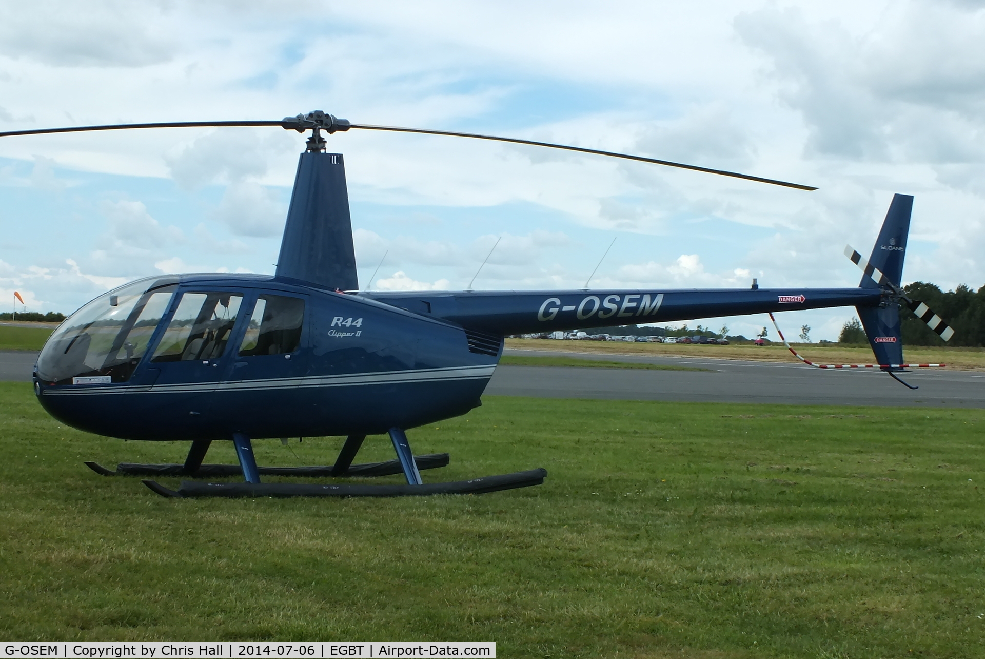 G-OSEM, 2014 Robinson R44 Clipper II C/N 13665, ferrying race fans to the British F1 Grand Prix at Silverstone