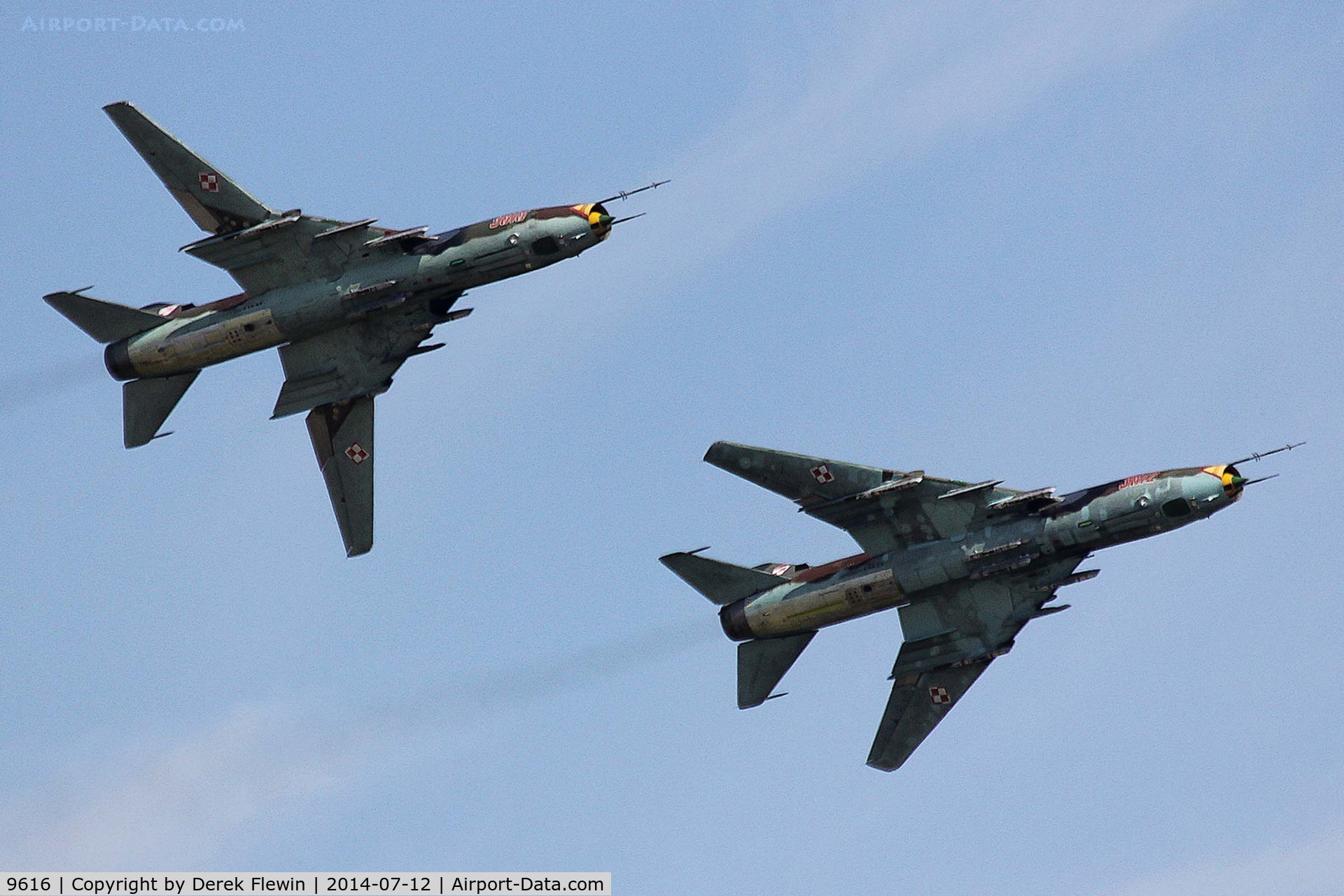 9616, Sukhoi Su-22M-4 C/N 29616, Riat 2014, SU-22M, NATO Code-Name, FITTER, seen leading 3612, runway 09 at EGVA.