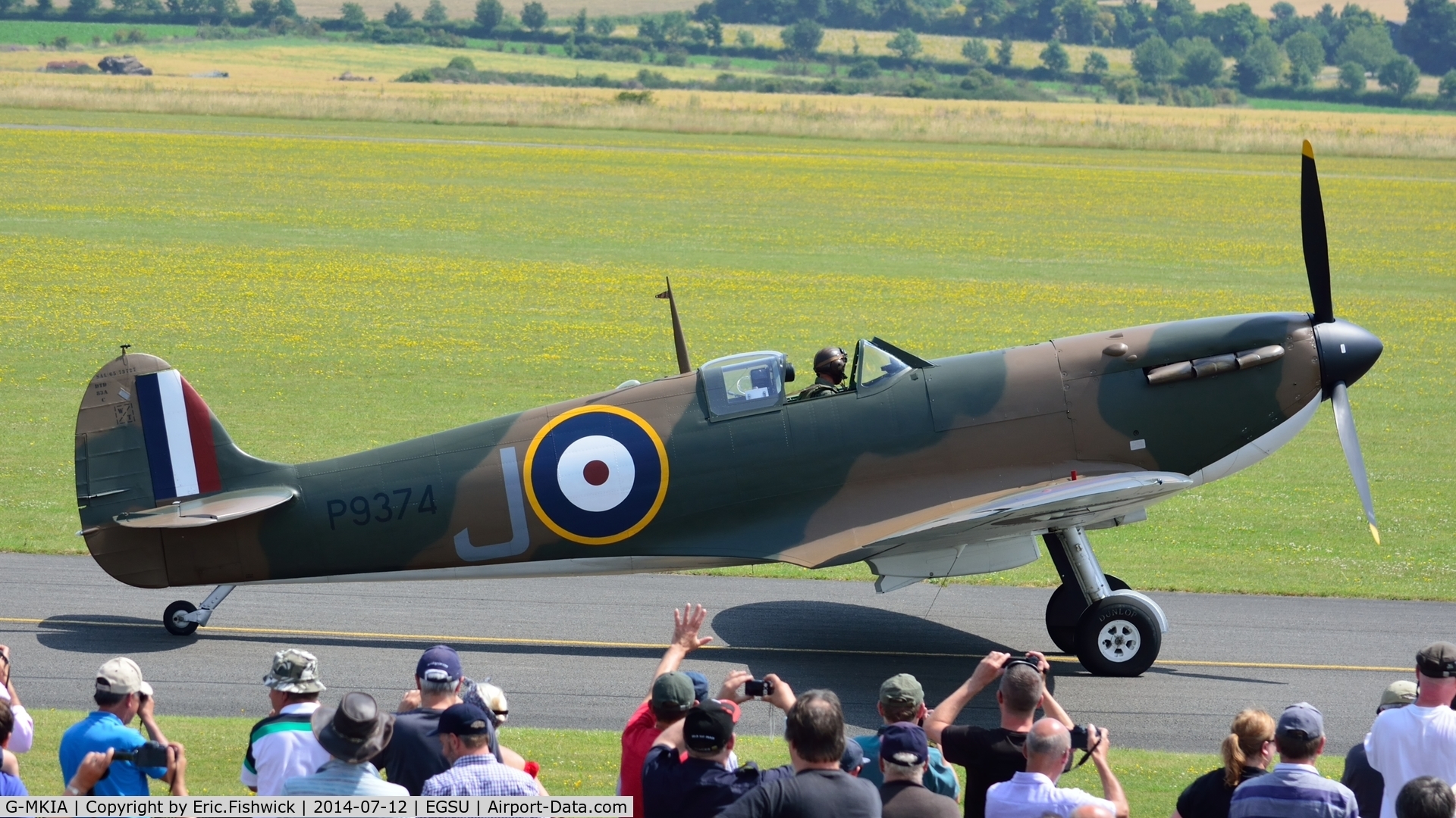 G-MKIA, 1939 Supermarine 300 Spitfire Mk1A C/N 6S/30565, 5. P9374 at The Flying Legends Air Show, IWM Duxford. July,2014.