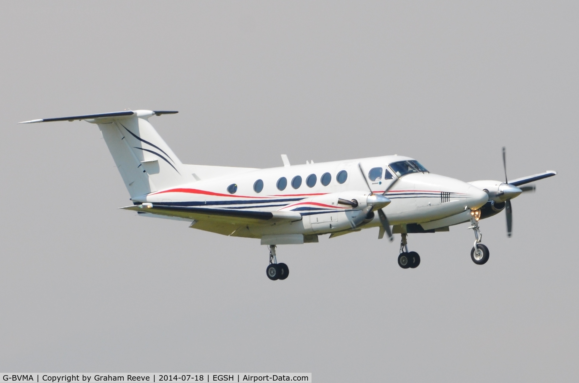 G-BVMA, 1980 Beech 200 Super King Air C/N BB-797, About to land on runway 