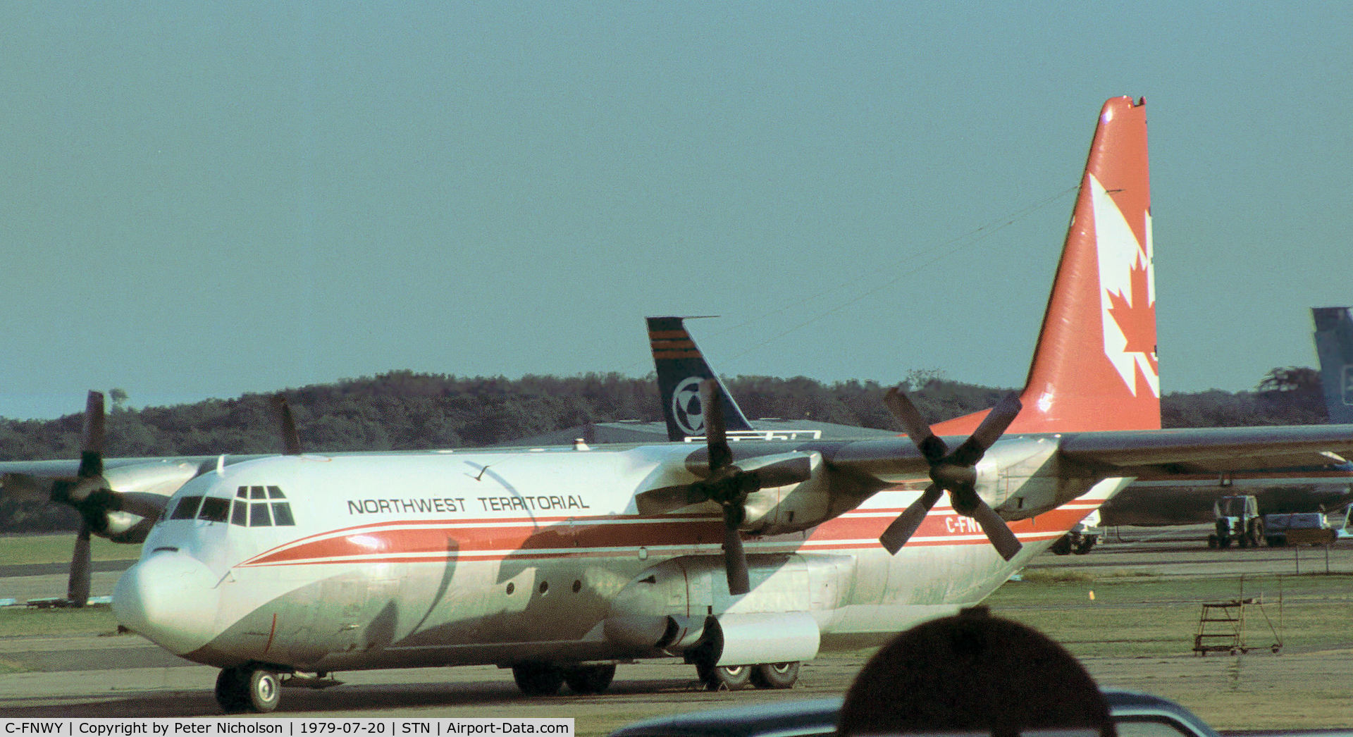 C-FNWY, 1975 Lockheed L-100-30 Hercules (L-382G) C/N 382-4600, Leased Northwest Territorial Airways L-100-30 Hercules as seen at Stansted in the Summer of 1979.