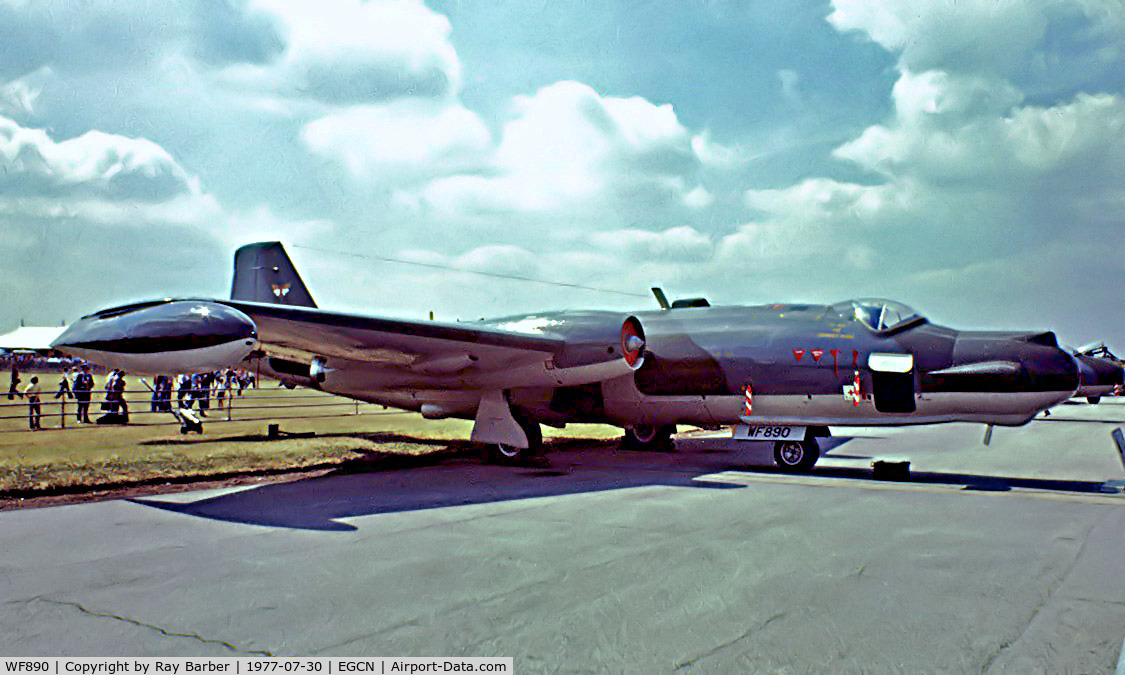 WF890, 1952 English Electric Canberra T.17 C/N EEP71091, English Electric Canberra T.17A [71091] (Royal Air Force) RAF Finningley~G 30/07/1977. From a slide.