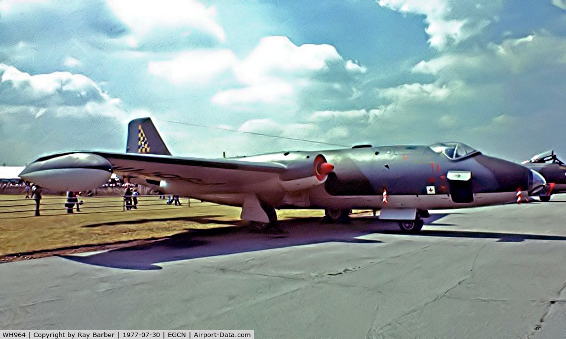 WH964, English Electric Canberra B.2 C/N SH1689, English Electric Canberra E.15 [SH1689] (Royal Air Force) RAF Finningley~G 30/07/1977. From a slide.
