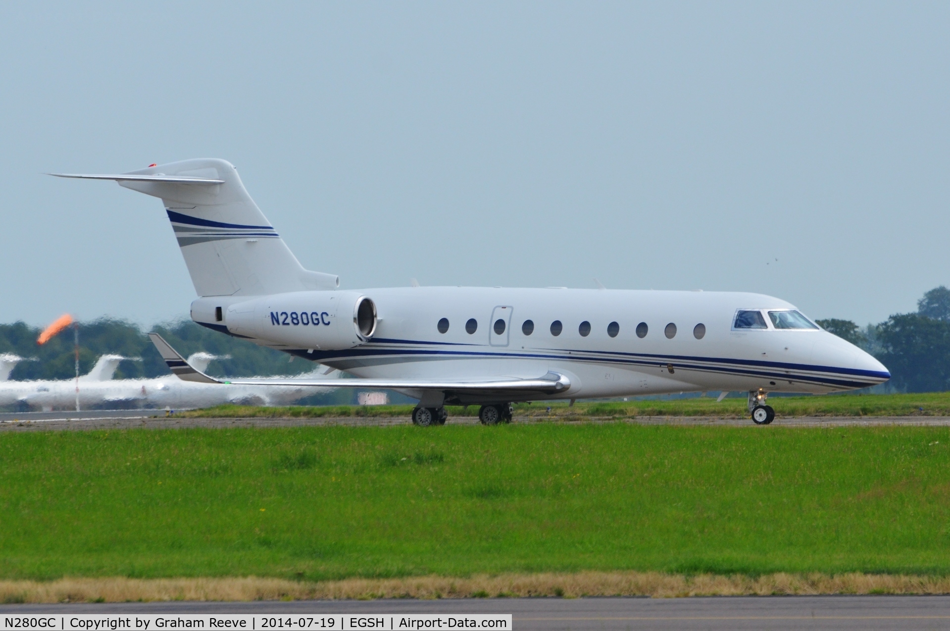 N280GC, 2012 Israel Aircraft Industries Gulfstream G280 C/N 2007, Just landed at Norwich.