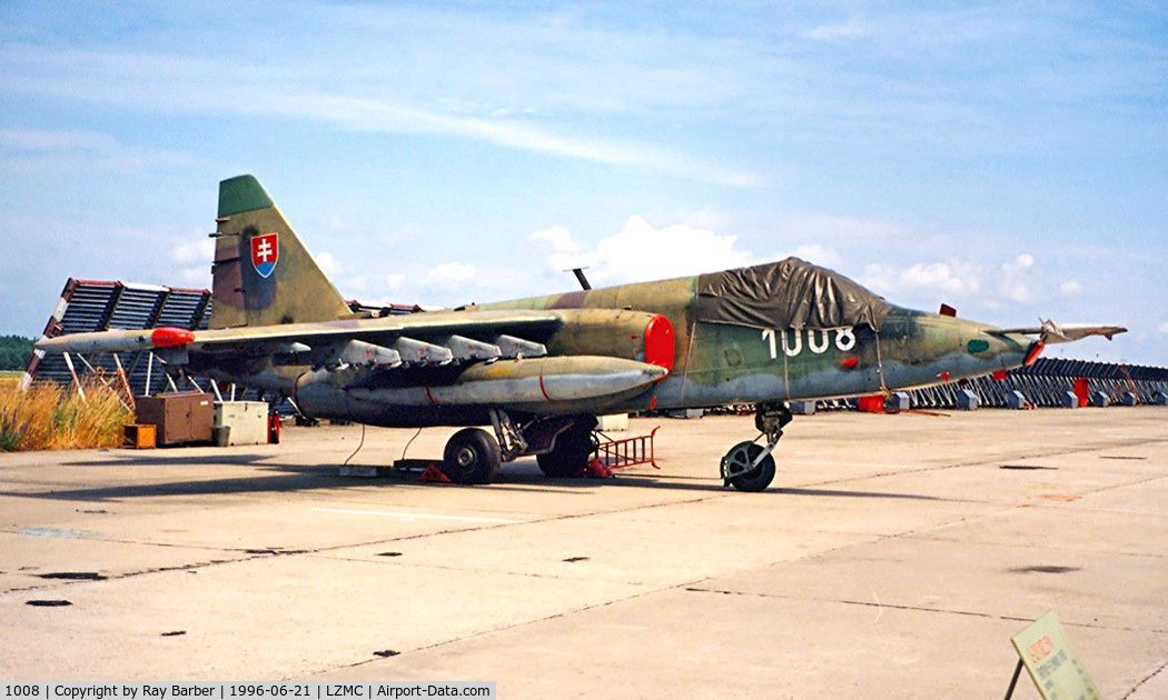 1008, Sukhoi Su-25K C/N 25508110008, Sukhoi Su-25K Frogfoot [25508110008] (Slovak Air Force) Malacky~OM 21/06/1996