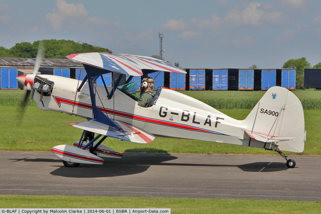 G-BLAF, 1987 Stolp SA-900 V-Star C/N PFA 106-10651, Stolp SA-900 V-Star at The Real Aeroplane Club's Biplane and Open Cockpit Fly-In, Breighton Airfield, June 1st 2014.