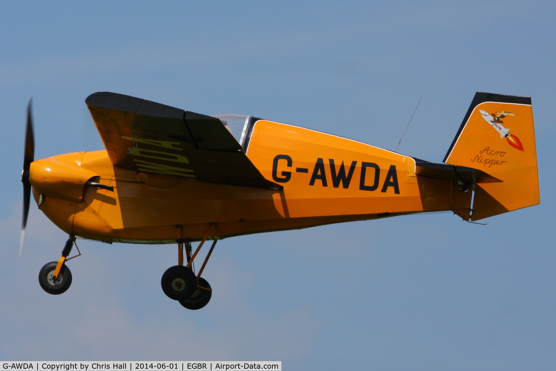 G-AWDA, 1968 Slingsby T.66 Nipper 3 C/N S117, at Breighton's Open Cockpit & Biplane Fly-in, 2014