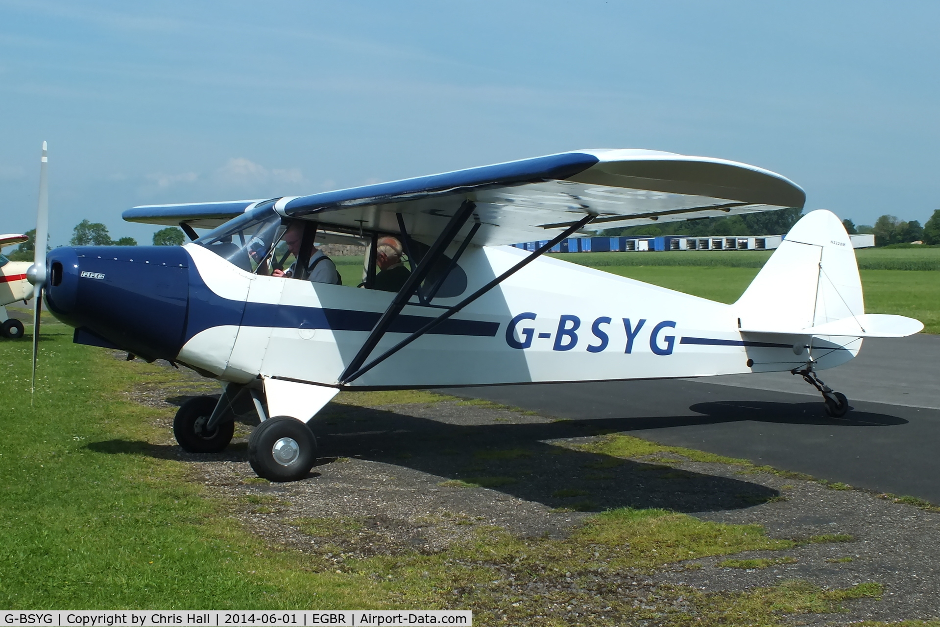 G-BSYG, 1947 Piper PA-12 Super Cruiser C/N 12-2106, at Breighton's Open Cockpit & Biplane Fly-in, 2014
