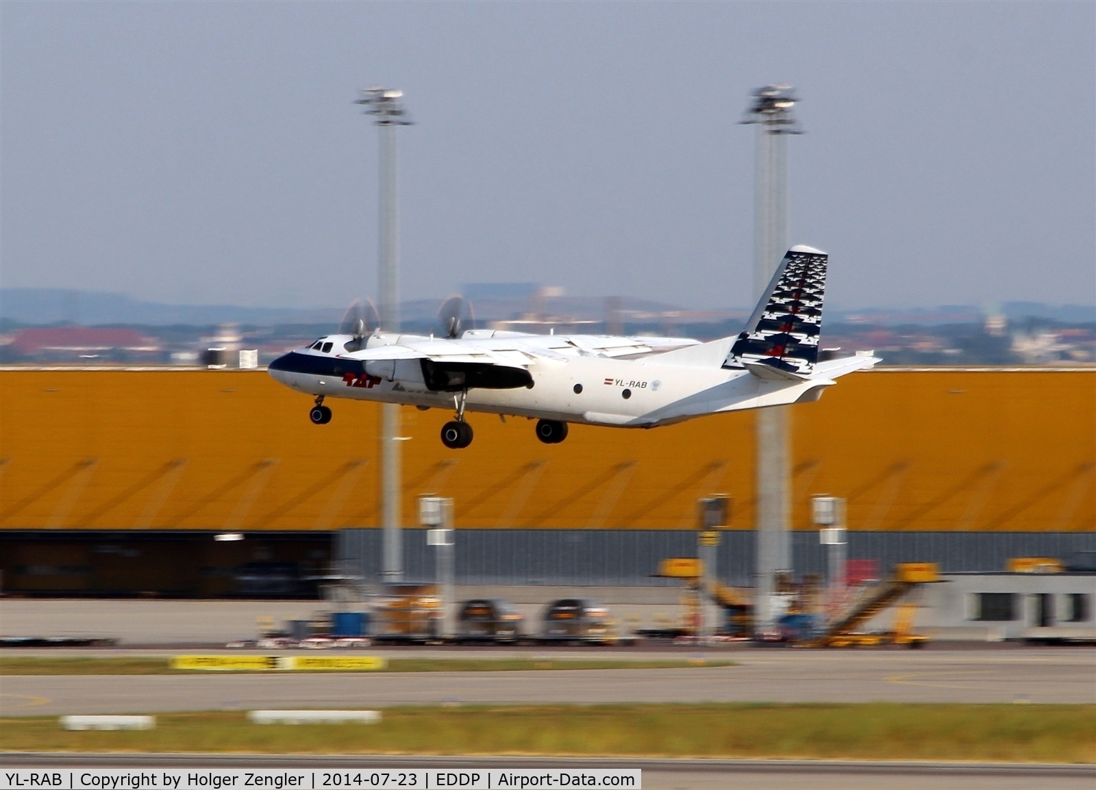 YL-RAB, 1980 Antonov An-26B C/N 7310508, Leaving LEJ via rwy 08R with a north-eastbound course....