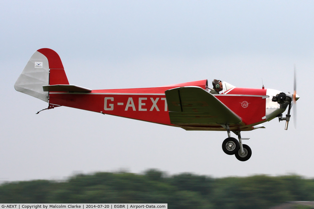 G-AEXT, 1937 Dart Kitten II C/N 123, Dart Kitten II at The Fly-In & Vintage Air Race, The Real Aeroplane Company, Breighton Airfield, July 2014.